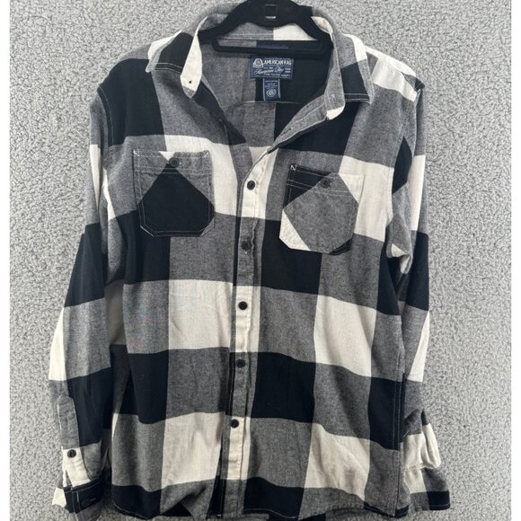 American Rag Black & White Buffalo Plaid Button-Down Shirt Medium - Picture 1 of 8